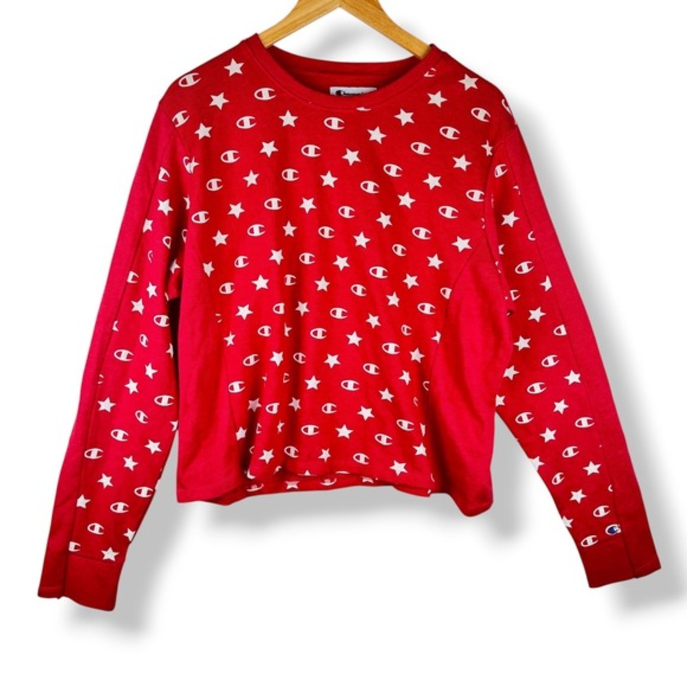 Champion Red Star Logo Sweatshirt Womens Size XL Streetwear All Over Print